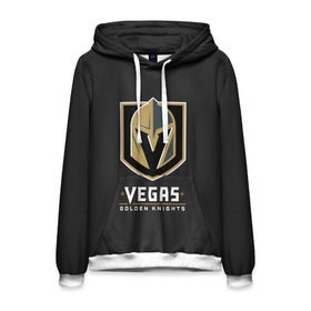 Мужская толстовка 3D с принтом Vegas Golden Knights в Рязани, 100% полиэстер | двухслойный капюшон со шнурком для регулировки, мягкие манжеты на рукавах и по низу толстовки, спереди карман-кенгуру с мягким внутренним слоем. | Тематика изображения на принте: 