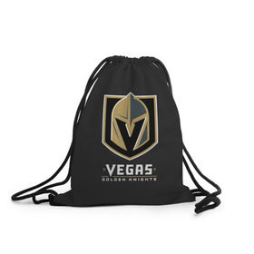 Рюкзак-мешок 3D с принтом Vegas Golden Knights в Рязани, 100% полиэстер | плотность ткани — 200 г/м2, размер — 35 х 45 см; лямки — толстые шнурки, застежка на шнуровке, без карманов и подкладки | 