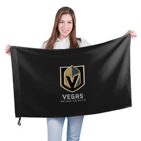 Флаг 3D с принтом Vegas Golden Knights в Рязани, 100% полиэстер | плотность ткани — 95 г/м2, размер — 67 х 109 см. Принт наносится с одной стороны | 