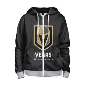 Детская толстовка 3D на молнии с принтом Vegas Golden Knights в Рязани, 100% полиэстер |  манжеты и пояс оформлены широкой мягкой резинкой, двухслойный капюшон со шнурком для регулировки, спереди карманы и застежка-молния
 | Тематика изображения на принте: 