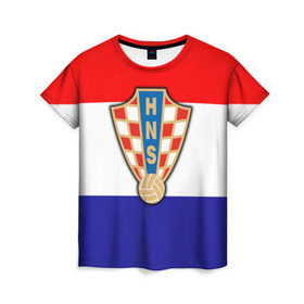 Женская футболка 3D с принтом Сборная Хорватии флаг в Рязани, 100% полиэфир ( синтетическое хлопкоподобное полотно) | прямой крой, круглый вырез горловины, длина до линии бедер | европы | хорватия | чемпионат мира | чм