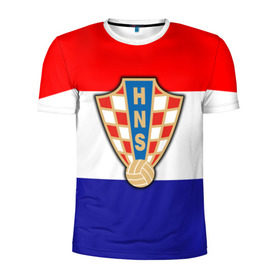 Мужская футболка 3D спортивная с принтом Сборная Хорватии флаг в Рязани, 100% полиэстер с улучшенными характеристиками | приталенный силуэт, круглая горловина, широкие плечи, сужается к линии бедра | европы | хорватия | чемпионат мира | чм
