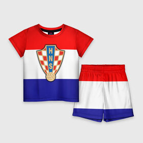 Детский костюм с шортами 3D с принтом Сборная Хорватии флаг в Рязани,  |  | европы | хорватия | чемпионат мира | чм