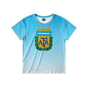 Детская футболка 3D с принтом Сборная Аргентина в Рязани, 100% гипоаллергенный полиэфир | прямой крой, круглый вырез горловины, длина до линии бедер, чуть спущенное плечо, ткань немного тянется | сборная аргентина | футбол. | чемпионат мира