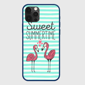 Чехол для iPhone 12 Pro с принтом Sweet Summer Time в Рязани, силикон | область печати: задняя сторона чехла, без боковых панелей | Тематика изображения на принте: animal | art | flamingo | love | pink | summer | sweet | time | арт | белый | бирюзовый | жара | животное | лето | любовь | матроска | полоски | рисунок | розовый | роман | сердечки | сердце | серый | фламинго | черный