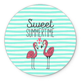 Коврик круглый с принтом Sweet Summer Time в Рязани, резина и полиэстер | круглая форма, изображение наносится на всю лицевую часть | Тематика изображения на принте: animal | art | flamingo | love | pink | summer | sweet | time | арт | белый | бирюзовый | жара | животное | лето | любовь | матроска | полоски | рисунок | розовый | роман | сердечки | сердце | серый | фламинго | черный