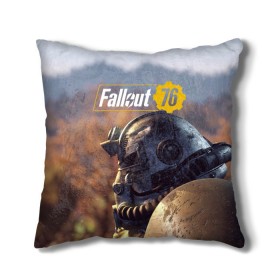 Подушка 3D с принтом Fallout 76 в Рязани, наволочка – 100% полиэстер, наполнитель – холлофайбер (легкий наполнитель, не вызывает аллергию). | состоит из подушки и наволочки. Наволочка на молнии, легко снимается для стирки | fallout | fallout 76 | future | rpg | valt tec | war | wasteland | будущее | война | костюм | постапокалипсис | рпг | фалаут | фолаут | фоллаут | фолыч | ядерная пустошь