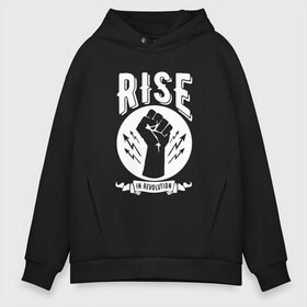 Мужское худи Oversize хлопок с принтом Rise in revolution в Рязани, френч-терри — 70% хлопок, 30% полиэстер. Мягкий теплый начес внутри —100% хлопок | боковые карманы, эластичные манжеты и нижняя кромка, капюшон на магнитной кнопке | skilet | skillet | альтернативный | гранж | группа | джен леджер | джон купер | индастриал | кори купер | метал | ню | пост | рок | сет моррисон | симфоник | скилет | хард | христианский