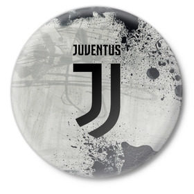 Значок с принтом Juventus New в Рязани,  металл | круглая форма, металлическая застежка в виде булавки | Тематика изображения на принте: cr7 | juve | juventus | ronaldo | texture | брызги красок | герб италии | гранж | звезда | роналдо | текстура | флаг италии | ювентус