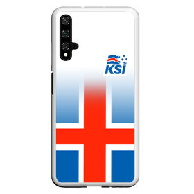 Чехол для Honor 20 с принтом KSI ICELAND SPORT в Рязани, Силикон | Область печати: задняя сторона чехла, без боковых панелей | Тематика изображения на принте: 2019 | fc | football | football club | iceland | ksi | sport | исландия | кси | сборная исландии | спорт | спортивные | униформа | фирменные цвета | фк | футбол | футбольный клуб