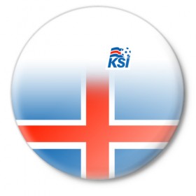 Значок с принтом KSI ICELAND SPORT в Рязани,  металл | круглая форма, металлическая застежка в виде булавки | 2019 | fc | football | football club | iceland | ksi | sport | исландия | кси | сборная исландии | спорт | спортивные | униформа | фирменные цвета | фк | футбол | футбольный клуб