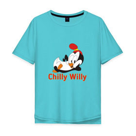 Мужская футболка хлопок Oversize с принтом Chilly Willy в Рязани, 100% хлопок | свободный крой, круглый ворот, “спинка” длиннее передней части | chilly | chilly willy | арт | животные | милые | мультфильмы | пингвины | чилли вилли