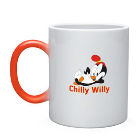 Кружка хамелеон с принтом Chilly Willy в Рязани, керамика | меняет цвет при нагревании, емкость 330 мл | Тематика изображения на принте: chilly | chilly willy | арт | животные | милые | мультфильмы | пингвины | чилли вилли