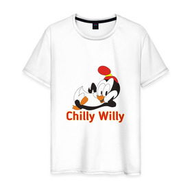 Мужская футболка хлопок с принтом Chilly Willy в Рязани, 100% хлопок | прямой крой, круглый вырез горловины, длина до линии бедер, слегка спущенное плечо. | Тематика изображения на принте: chilly | chilly willy | арт | животные | милые | мультфильмы | пингвины | чилли вилли