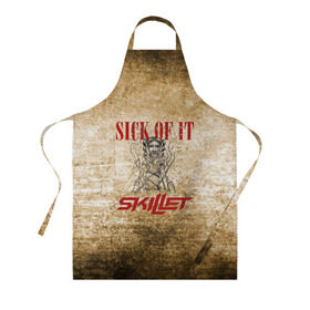 Фартук 3D с принтом Skillet - Sick Of It в Рязани, 100% полиэстер | общий размер — 65 х 85 см, ширина нагрудника — 26 см, горловина — 53 см, длина завязок — 54 см, общий обхват в поясе — 173 см. Принт на завязках и на горловине наносится с двух сторон, на основной части фартука — только с внешней стороны | skilet | skillet | альтернативный | гранж | группа | джен леджер | джон купер | индастриал | кори купер | метал | ню | пост | рок | сет моррисон | симфоник | скилет | хард | христианский