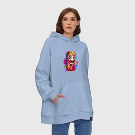 Худи SuperOversize хлопок с принтом 6IX9INE COLORS в Рязани, 70% хлопок, 30% полиэстер, мягкий начес внутри | карман-кенгуру, эластичная резинка на манжетах и по нижней кромке, двухслойный капюшон
 | 6ix9ine | sixnine | tekashi