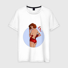 Мужская футболка хлопок с принтом Чили в Рязани, 100% хлопок | прямой крой, круглый вырез горловины, длина до линии бедер, слегка спущенное плечо. | белье | девушка | купальник | перец | чили. красный