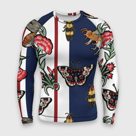 Мужской рашгард 3D с принтом GG в Рязани,  |  | bee | brand | butterfly | flower | flowers | gg | ggang | gucci | gucciagang | бабочка | бабочки | вышивка | гг | ггэнг | гуччи | гуччигэнг | пчела | пчелы | цветок | цветы