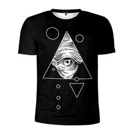 Мужская футболка 3D спортивная с принтом Всевидящее око в Рязани, 100% полиэстер с улучшенными характеристиками | приталенный силуэт, круглая горловина, широкие плечи, сужается к линии бедра | tattoo | в треугольнике | всевидящее око | всевидящий глаз | зрачок | пирамида | тату
