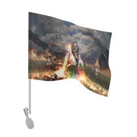 Флаг для автомобиля с принтом Ким чен ын на Единороге в Рязани, 100% полиэстер | Размер: 30*21 см | 
