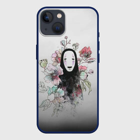 Чехол для iPhone 13 с принтом Каонаси в цветах на дымчатом фоне в Рязани,  |  | spirited away | миядзаки | хаяо