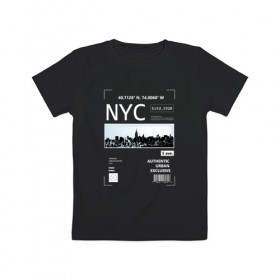 Детская футболка хлопок с принтом Нью Йорк в Рязани, 100% хлопок | круглый вырез горловины, полуприлегающий силуэт, длина до линии бедер | Тематика изображения на принте: new york | америка | надписи | надпись | нью йорк | с надписью | с надписями | сша | штаты