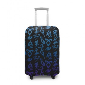 Чехол для чемодана 3D с принтом Blue runes в Рязани, 86% полиэфир, 14% спандекс | двустороннее нанесение принта, прорези для ручек и колес | freeform | shadowhunters | доминик шервуд | клэри фрэй | кэтрин макнамара | фэнтази