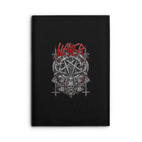 Обложка для автодокументов с принтом Slayer в Рязани, натуральная кожа |  размер 19,9*13 см; внутри 4 больших “конверта” для документов и один маленький отдел — туда идеально встанут права | slayer | группа | гэри холт | керри кинг | метал | музыка | пентаграмма | песни | пол бостаф | рок | слаер | слайер | слеар | слеер | слейр | слеяр | том арайа | трэш | тяжелый | хеви