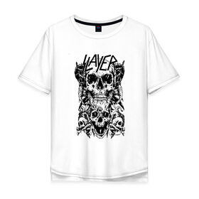 Мужская футболка хлопок Oversize с принтом Slayer в Рязани, 100% хлопок | свободный крой, круглый ворот, “спинка” длиннее передней части | slayer | группа | гэри холт | керри кинг | метал | музыка | пентаграмма | песни | пол бостаф | рок | слаер | слайер | слеар | слеер | слейр | слеяр | том арайа | трэш | тяжелый | хеви