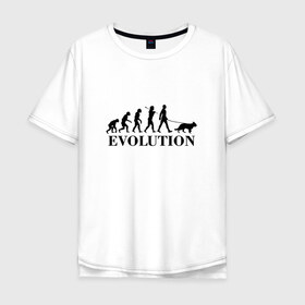 Мужская футболка хлопок Oversize с принтом Evolution в Рязани, 100% хлопок | свободный крой, круглый ворот, “спинка” длиннее передней части | dog | друг человека | кинолог | люблю собак | овчарка | пес | собака | собачник | щенок | эволюция