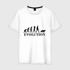 Мужская футболка хлопок с принтом Evolution в Рязани, 100% хлопок | прямой крой, круглый вырез горловины, длина до линии бедер, слегка спущенное плечо. | dog | друг человека | кинолог | люблю собак | овчарка | пес | собака | собачник | щенок | эволюция