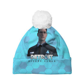 Шапка 3D c помпоном с принтом Detroit: Become Human в Рязани, 100% полиэстер | универсальный размер, печать по всей поверхности изделия | android | connor | dbh | detroit | detroit become human | deviant | game | gamer | андроид | девиант | детройт | игра | коннор