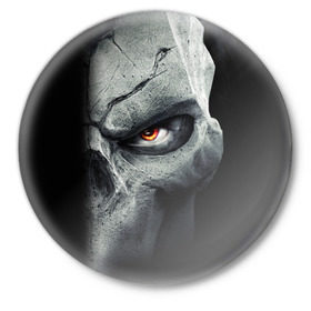 Значок с принтом Darksiders II: Death Lives в Рязани,  металл | круглая форма, металлическая застежка в виде булавки | Тематика изображения на принте: ад | апокалипсис | война | тьма
