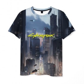 Мужская футболка 3D с принтом Cyberpunk 2077 city в Рязани, 100% полиэфир | прямой крой, круглый вырез горловины, длина до линии бедер | cd projekt red | cyberpunk | cyberpunk 2077 | e3 | night city | ps4 | rpg | v | xbox | будущее | киберпанк | киберпанк 2077 | найт сити | от создателей ведьмака | рпг