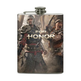 Фляга с принтом FOR HONOR в Рязани, металлический корпус | емкость 0,22 л, размер 125 х 94 мм. Виниловая наклейка запечатывается полностью | for honor | викинги | игра | рыцари | средневековье | япония