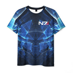Мужская футболка 3D с принтом MASS EFFECT N7 в Рязани, 100% полиэфир | прямой крой, круглый вырез горловины, длина до линии бедер | n7 | альянс | броня | костюм | масс эффект | н7