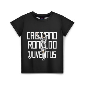 Детская футболка 3D с принтом Cristiano Ronaldo. Juventus в Рязани, 100% гипоаллергенный полиэфир | прямой крой, круглый вырез горловины, длина до линии бедер, чуть спущенное плечо, ткань немного тянется | Тематика изображения на принте: 7 | champion | cr7 | cristiano | footballer | forward | juventus | portugal | ronaldo | крис | криштиану | португалия | реал | рон | роналду | ронни | форвард | футболист | чемпион | ювентус