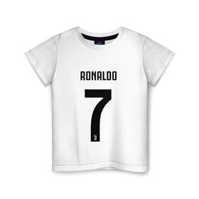 Детская футболка хлопок с принтом RONALDO JUVE SPORT в Рязани, 100% хлопок | круглый вырез горловины, полуприлегающий силуэт, длина до линии бедер | Тематика изображения на принте: club | cr7 | fc | football | ronaldo | sport | криштиану роналду | роналдо | спорт | фк | форма | футбольный клуб | ювентус