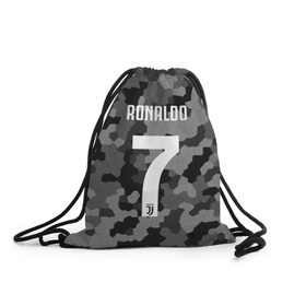 Рюкзак-мешок 3D с принтом RONALDO JUVE SPORT в Рязани, 100% полиэстер | плотность ткани — 200 г/м2, размер — 35 х 45 см; лямки — толстые шнурки, застежка на шнуровке, без карманов и подкладки | Тематика изображения на принте: cr7 | fc | клуб | криштиану роналду | роналдо | фк | ювентус