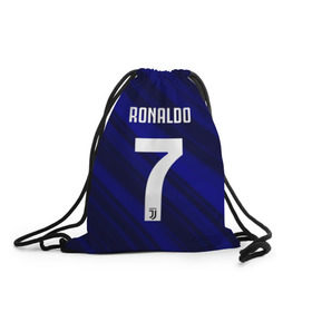 Рюкзак-мешок 3D с принтом RONALDO JUVE SPORT в Рязани, 100% полиэстер | плотность ткани — 200 г/м2, размер — 35 х 45 см; лямки — толстые шнурки, застежка на шнуровке, без карманов и подкладки | Тематика изображения на принте: cr7 | fc | клуб | криштиану роналду | роналдо | фк | ювентус