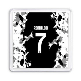 Магнит 55*55 с принтом RONALDO JUVE SPORT в Рязани, Пластик | Размер: 65*65 мм; Размер печати: 55*55 мм | cr7 | fc | football | ronaldo | sport | криштиану роналду | роналдо | фк | форма | футбольный клуб | ювентус