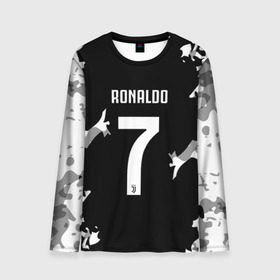 Мужской лонгслив 3D с принтом RONALDO JUVE SPORT в Рязани, 100% полиэстер | длинные рукава, круглый вырез горловины, полуприлегающий силуэт | cr7 | fc | football | ronaldo | sport | криштиану роналду | роналдо | фк | форма | футбольный клуб | ювентус