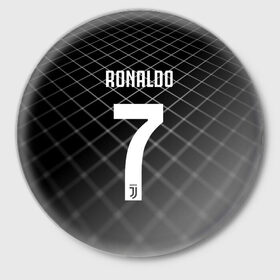 Значок с принтом RONALDO JUVE SPORT в Рязани,  металл | круглая форма, металлическая застежка в виде булавки | cr7 | fc | клуб | криштиану роналду | роналдо | фк | ювентус