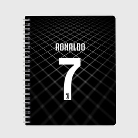 Тетрадь с принтом RONALDO JUVE SPORT в Рязани, 100% бумага | 48 листов, плотность листов — 60 г/м2, плотность картонной обложки — 250 г/м2. Листы скреплены сбоку удобной пружинной спиралью. Уголки страниц и обложки скругленные. Цвет линий — светло-серый
 | cr7 | fc | клуб | криштиану роналду | роналдо | фк | ювентус