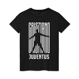 Женская футболка хлопок с принтом RONALDO JUVE SPORT в Рязани, 100% хлопок | прямой крой, круглый вырез горловины, длина до линии бедер, слегка спущенное плечо | cr7 | fc | клуб | криштиану роналду | роналдо | фк | ювентус