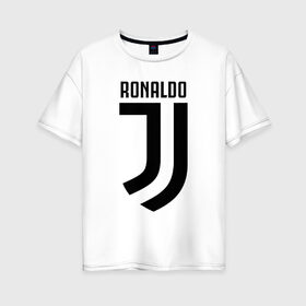 Женская футболка хлопок Oversize с принтом RONALDO JUVE SPORT в Рязани, 100% хлопок | свободный крой, круглый ворот, спущенный рукав, длина до линии бедер
 | cr7 | fc | клуб | криштиану роналду | роналдо | фк | ювентус