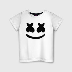 Детская футболка хлопок с принтом Маршмеллоу в Рязани, 100% хлопок | круглый вырез горловины, полуприлегающий силуэт, длина до линии бедер | electronic music | marshmello | маршмеллоу | электронная музыка