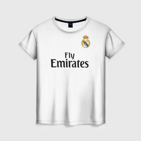 Женская футболка 3D с принтом Modric home 18-19 в Рязани, 100% полиэфир ( синтетическое хлопкоподобное полотно) | прямой крой, круглый вырез горловины, длина до линии бедер | champions | league | madrid | real | spain | испания | лига | мадрид | реал | чемпионов