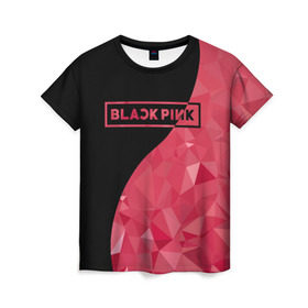 Женская футболка 3D с принтом BLACKPINK в Рязани, 100% полиэфир ( синтетическое хлопкоподобное полотно) | прямой крой, круглый вырез горловины, длина до линии бедер | black  pink | blackpink | jennie | jisoo | k pop | lalisa | группа | инь янь | к поп | корейская группа | розовый | черный