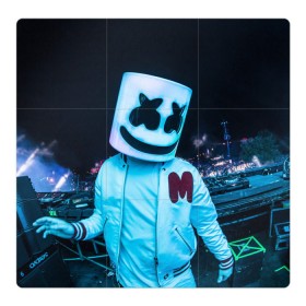 Магнитный плакат 3Х3 с принтом MARSHMELLO в Рязани, Полимерный материал с магнитным слоем | 9 деталей размером 9*9 см | dj | marshmello | usa | америка | клубная музыка | маршмелло | музыка | музыкант